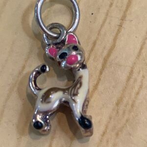 .925 White Cartoon Cat Sterling Silver Jewelry Charm